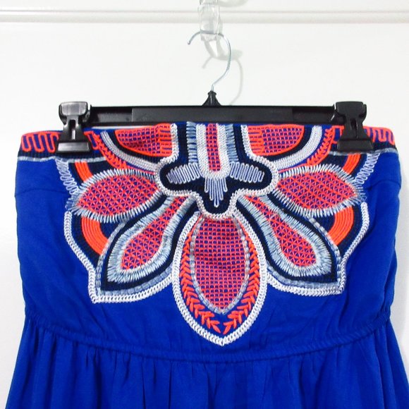 Embroidered strapless maxi Game day Blue sz L - Picture 3 of 6